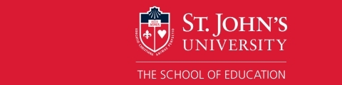St. John's University School of Education Logo on red background