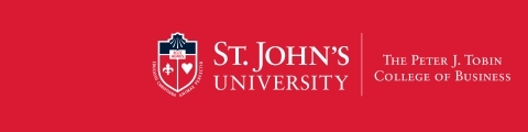 St. John's University Peter J Tobin College of Business Logo on red background