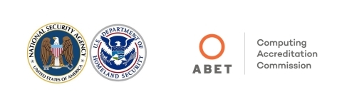 NSA, Homeland Security and ABET Accreditation Logos
