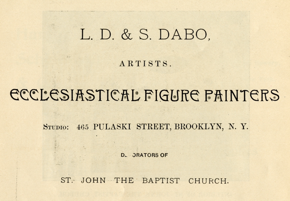 Advertisement for L.D & S. Dabo, Ecclesiastical Figure Painters