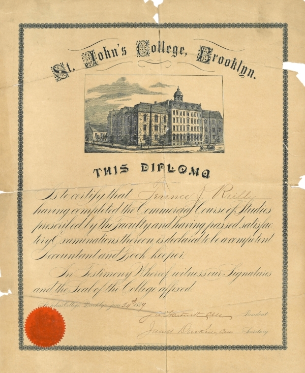Diploma for the Commercial Course, 1889