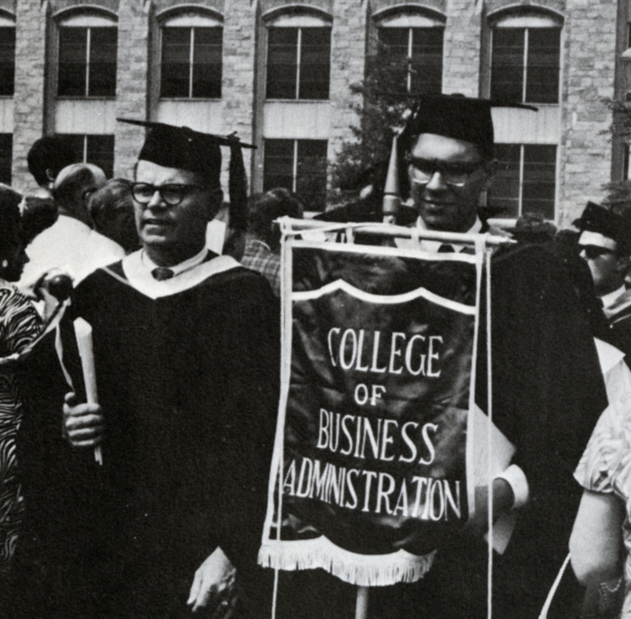 College of Business students at commencement, 1967.