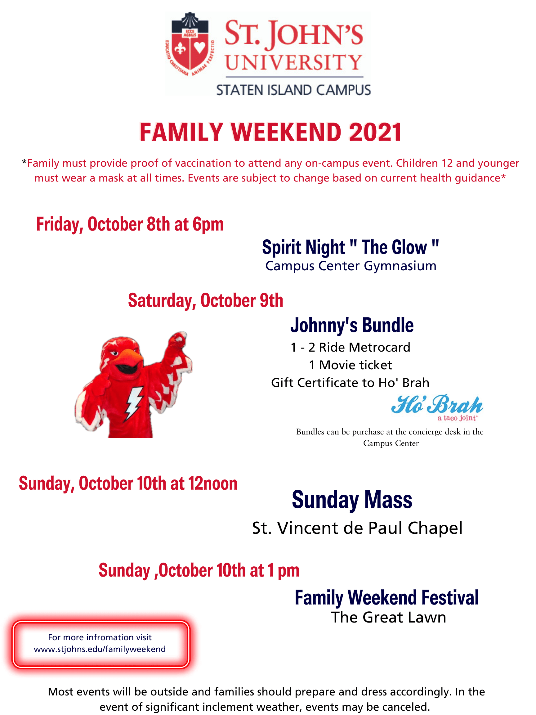 Family Weekend flyer SI