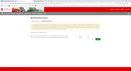 Screenshot of Authorized Users webpage
