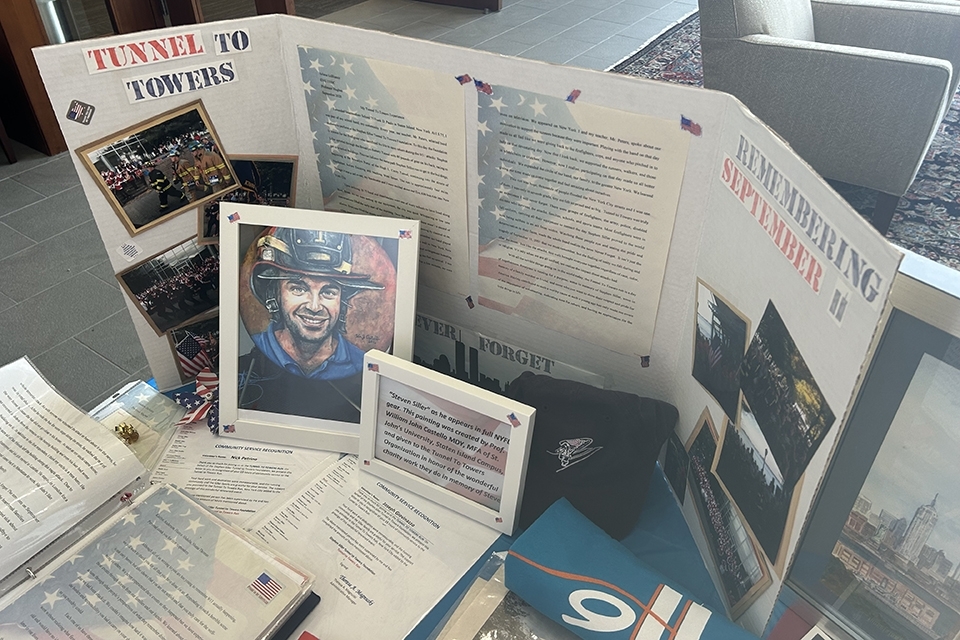 Table with 9/11 Student Reflections Display