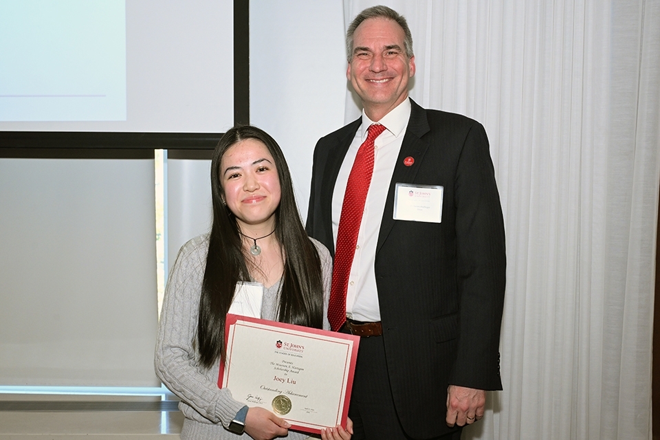 Student receiving an award  